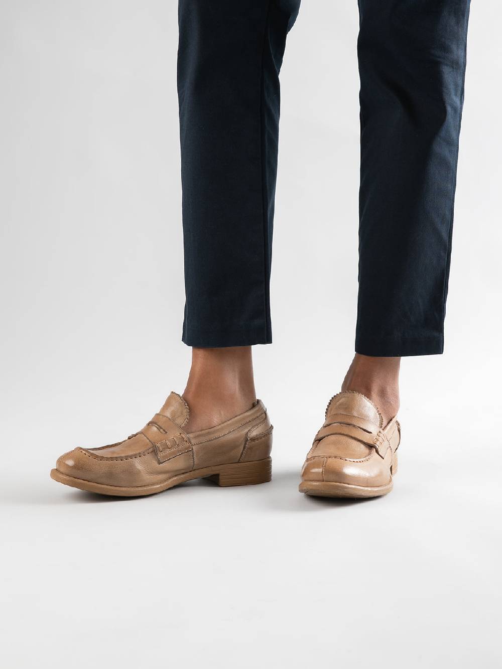 Officine Creative CALIXTE 042 Mocassini Penny Loafer in Pelle Rosa Italia