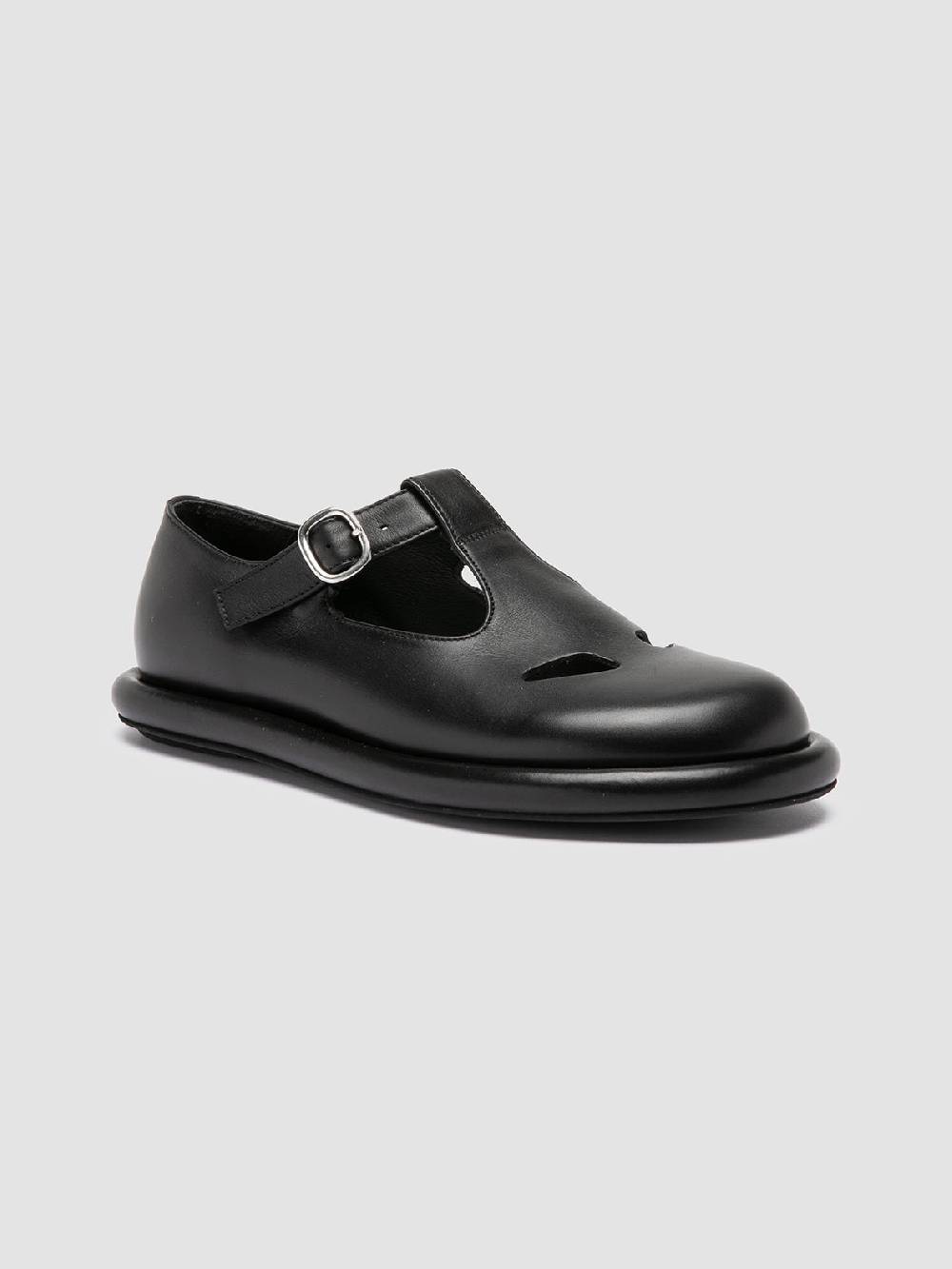 Officine Creative ESTENS 106 Scarpe Basse T-Bar in Pelle Nera Sconto di tempo limitato