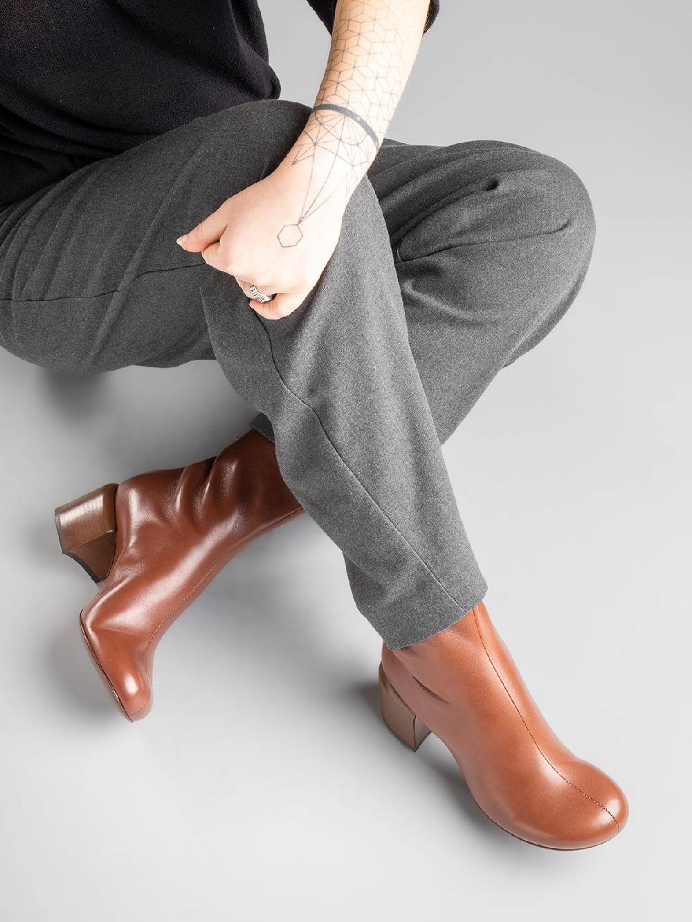 Officine Creative ETHEL 004 Stivaletti in Nappa Marrone Pezzi Unici