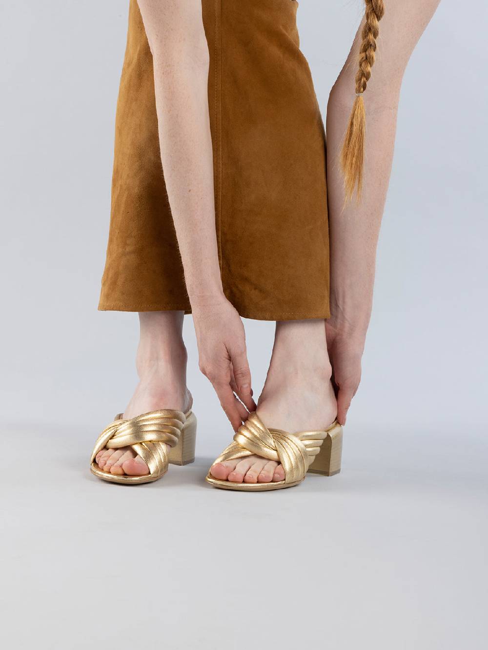 Officine Creative ETHEL 022 Sandali Slide in Pelle Oro Qualità Garantita