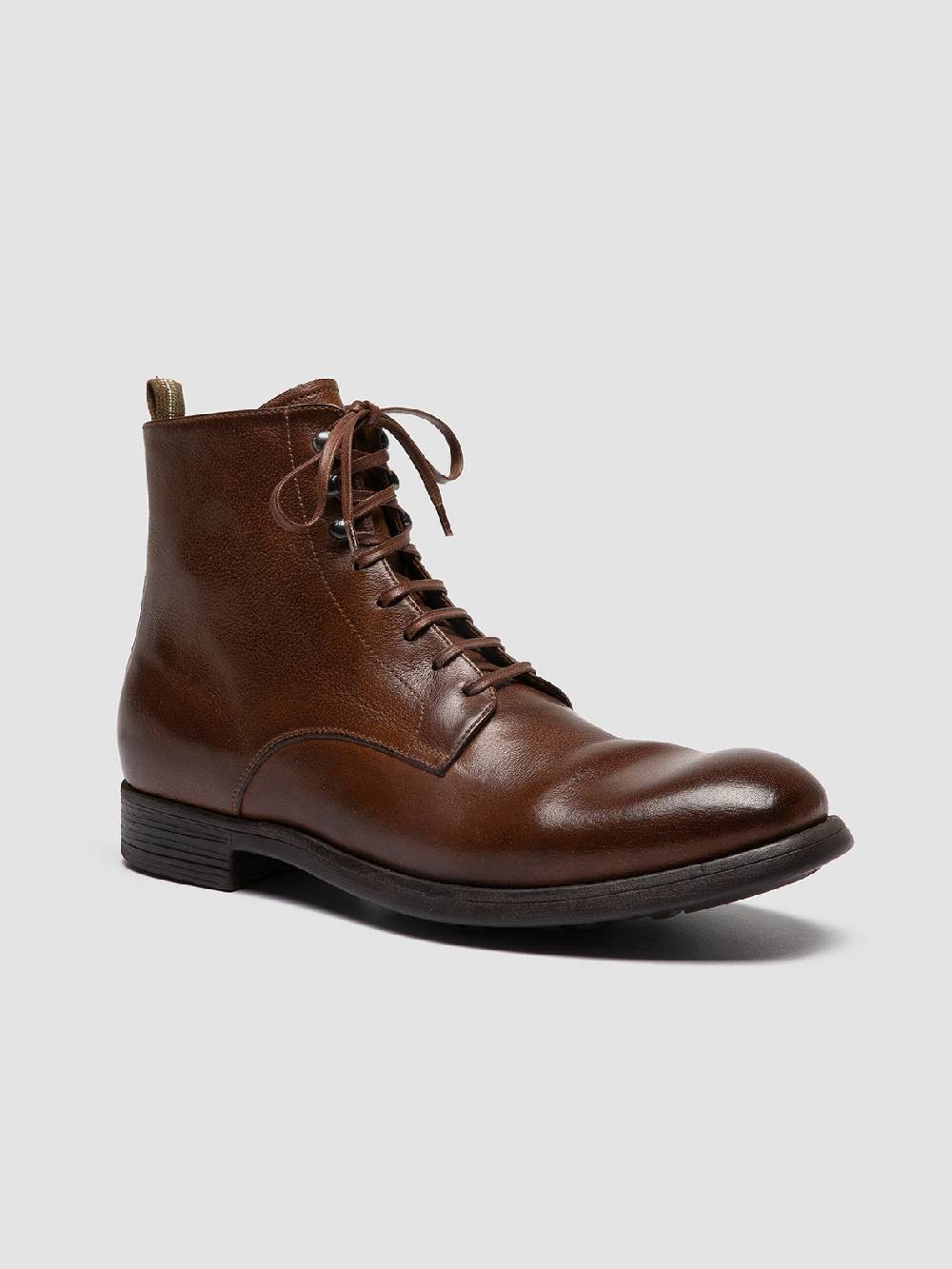 Officine Creative CHRONICLE 004 Stivali Stringati in Pelle Marrone Sottocosto