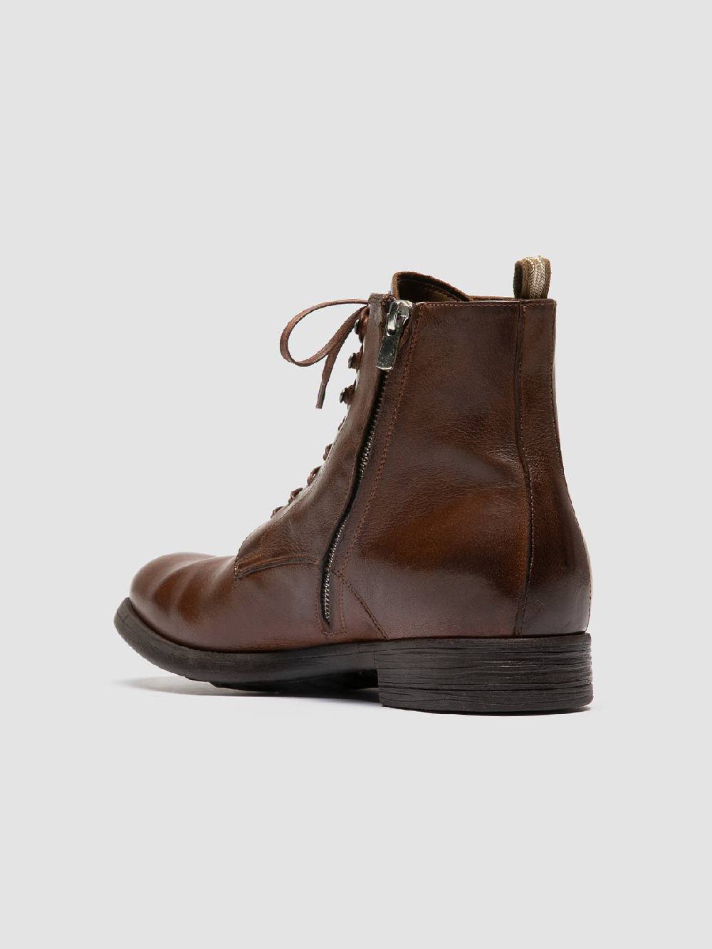 Officine Creative CHRONICLE 004 Stivali Stringati in Pelle Marrone Sottocosto