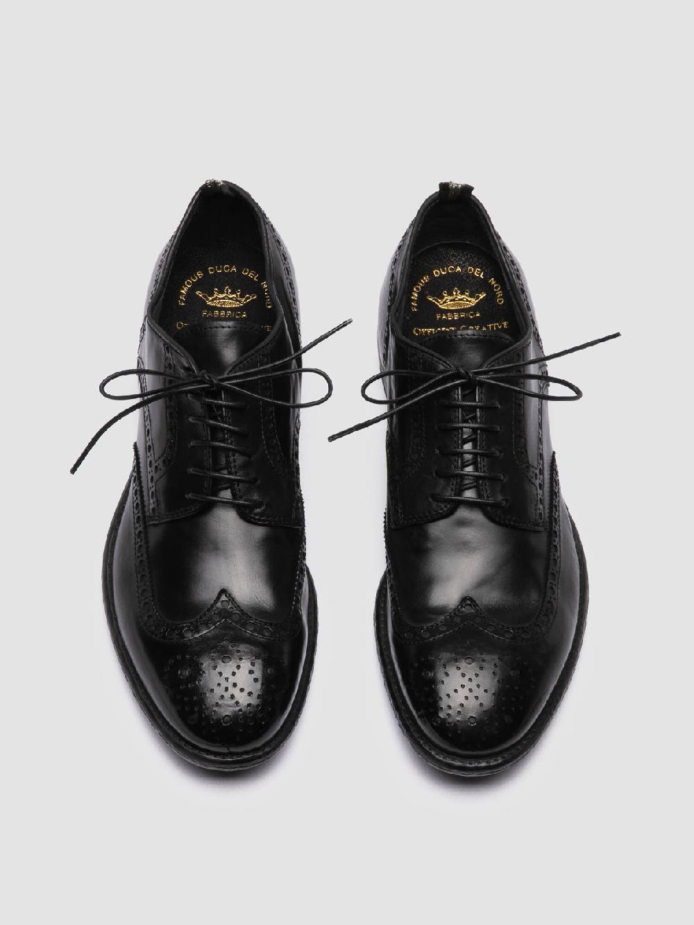 Officine Creative EMORY 015 Scarpe Derby in Pelle Nera Saldi Di Fabbrica