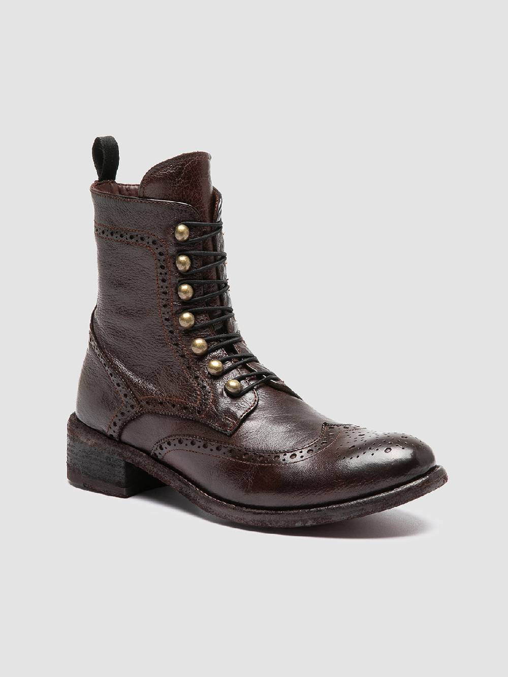 Officine Creative LISON 058 Stivali con Zip in Pelle Marrone Italia