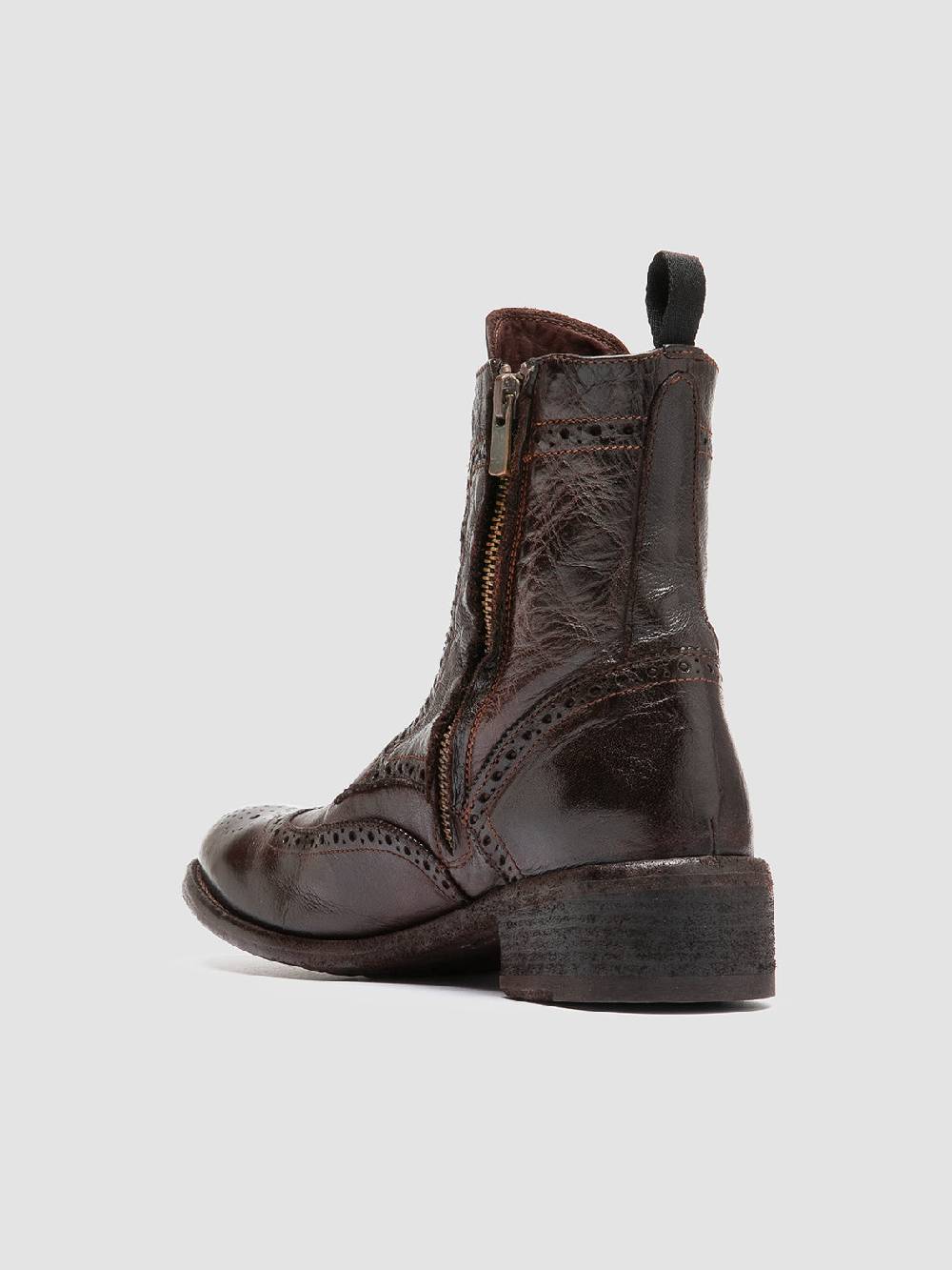 Officine Creative LISON 058 Stivali con Zip in Pelle Marrone Italia