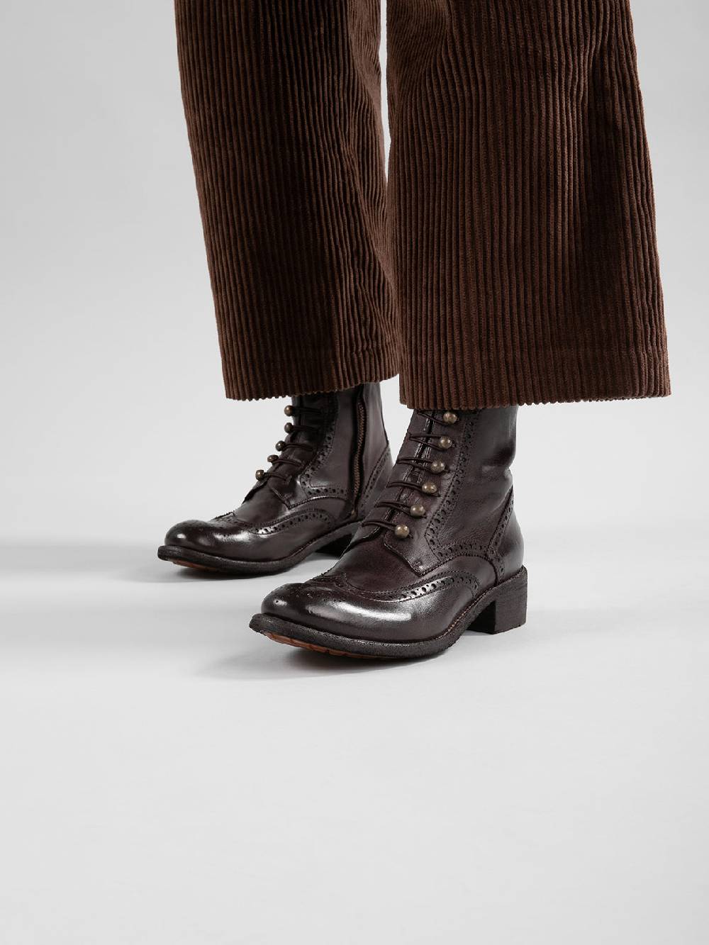Officine Creative LISON 058 Stivali con Zip in Pelle Marrone Italia