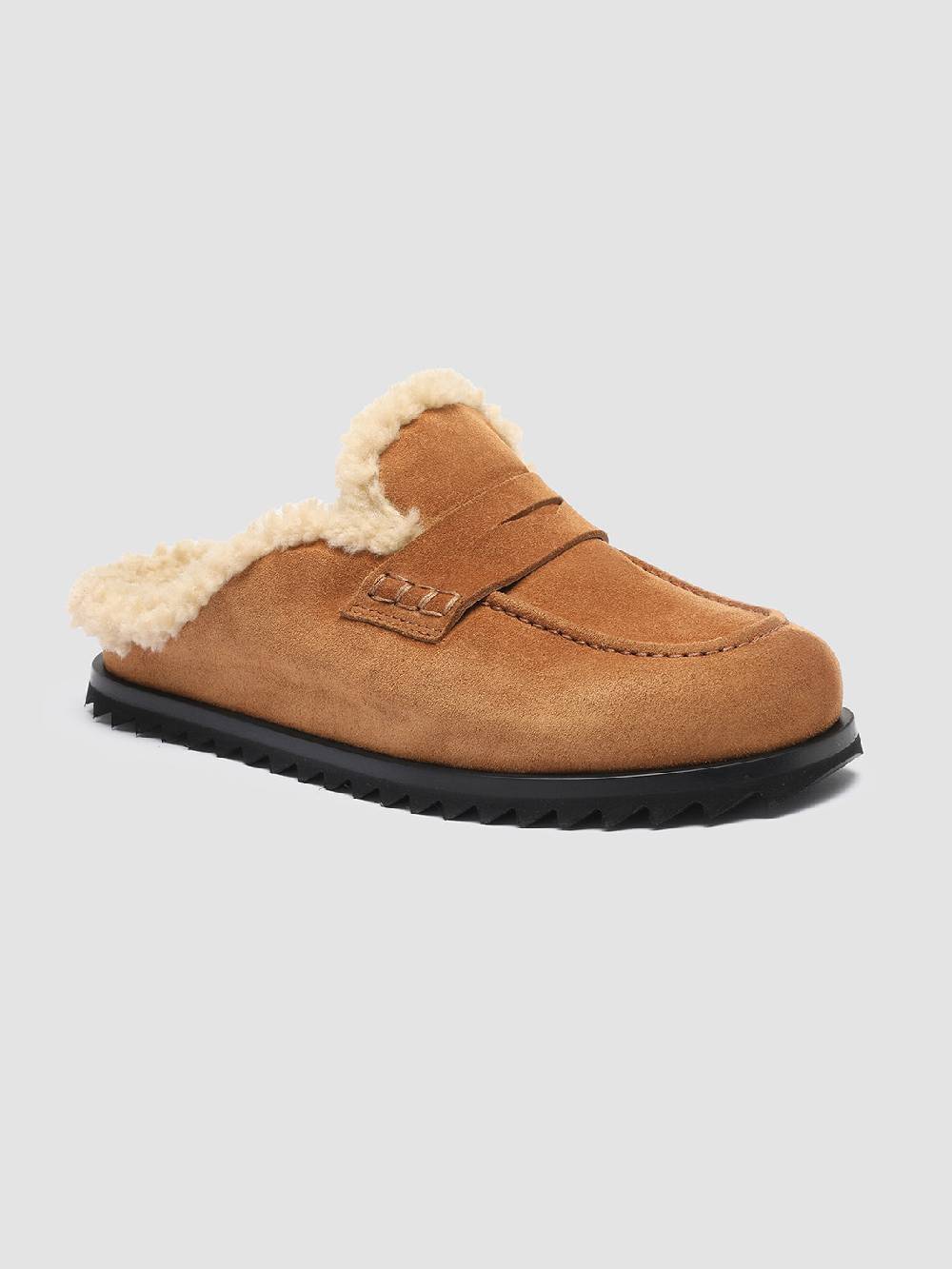 Officine Creative PELAGIE D’HIVER 007 Sabot in Pelle Scamosciata Marrone e montone Qualità