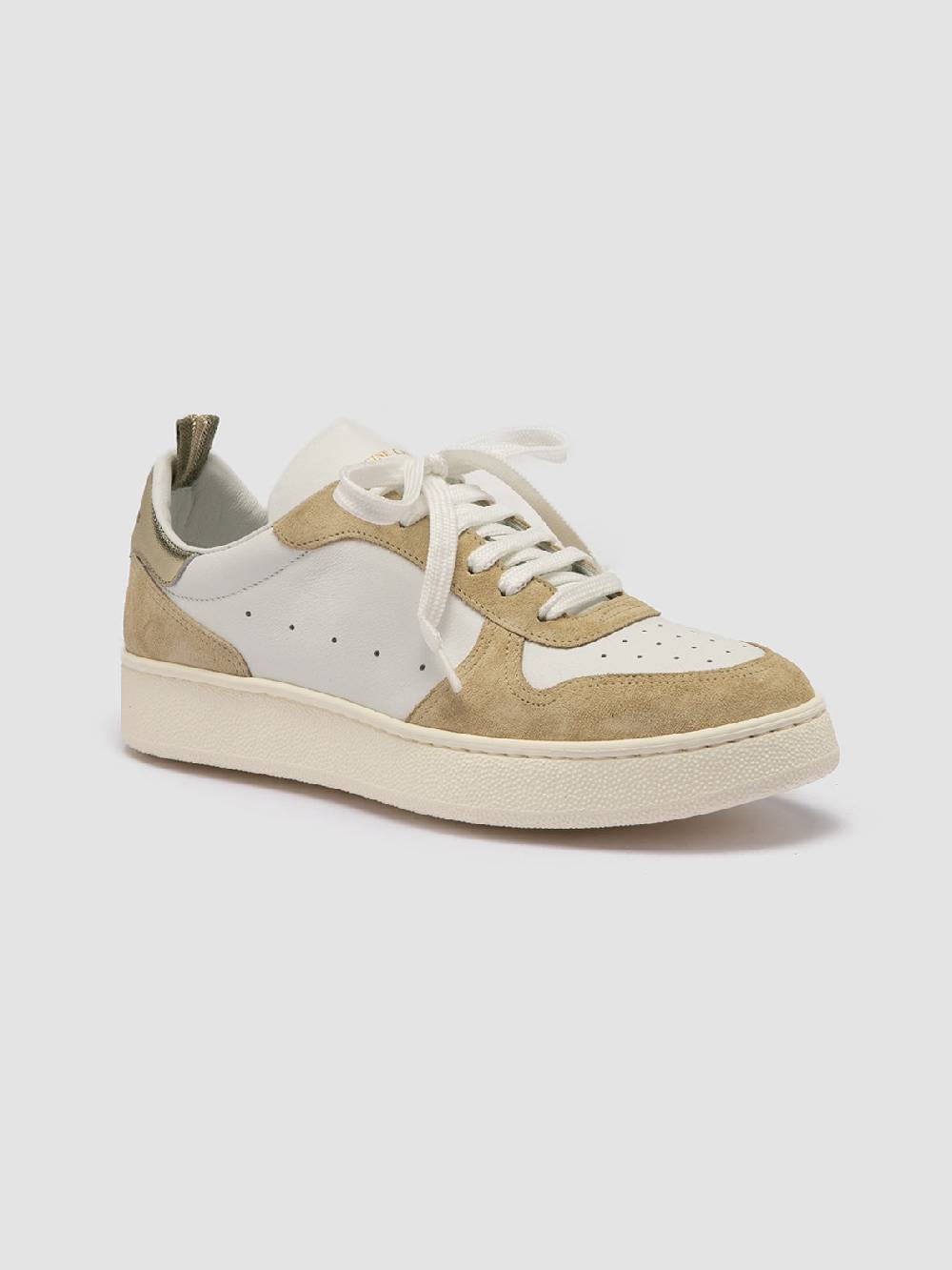 Officine Creative MOWER 110 Sneakers Basse in Pelle e Camoscio Bianca Outlet