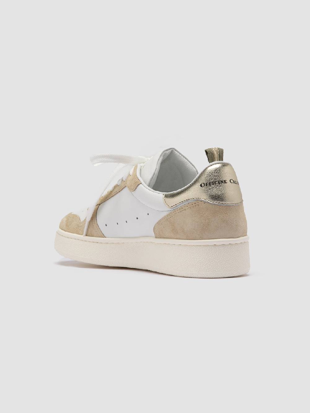 Officine Creative MOWER 110 Sneakers Basse in Pelle e Camoscio Bianca Outlet