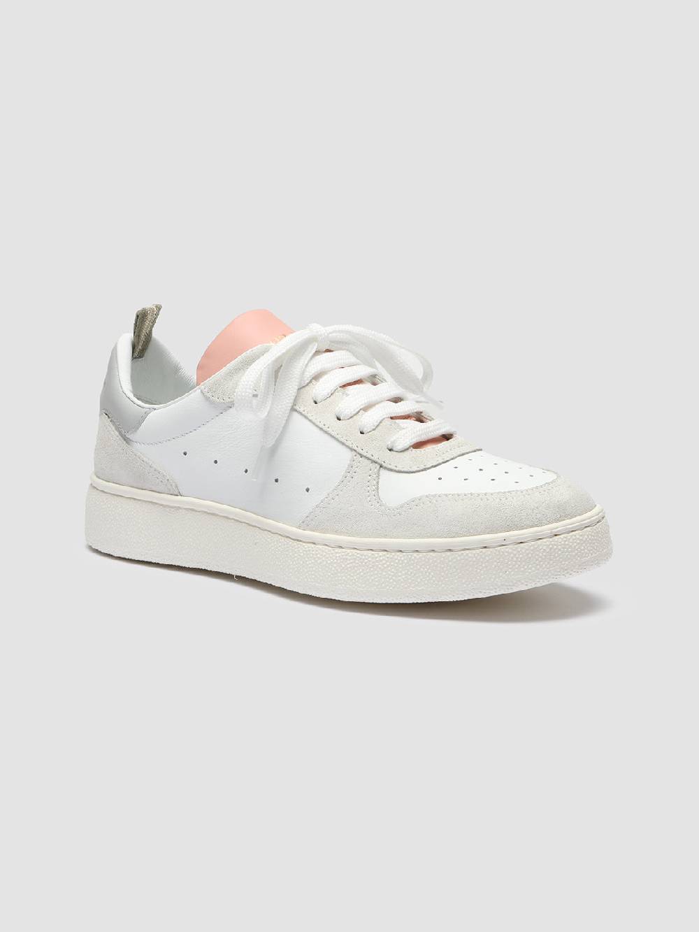 Officine Creative MOWER 110 Sneakers in Pelle Liscia e Scamosciata Bianca In Vendita