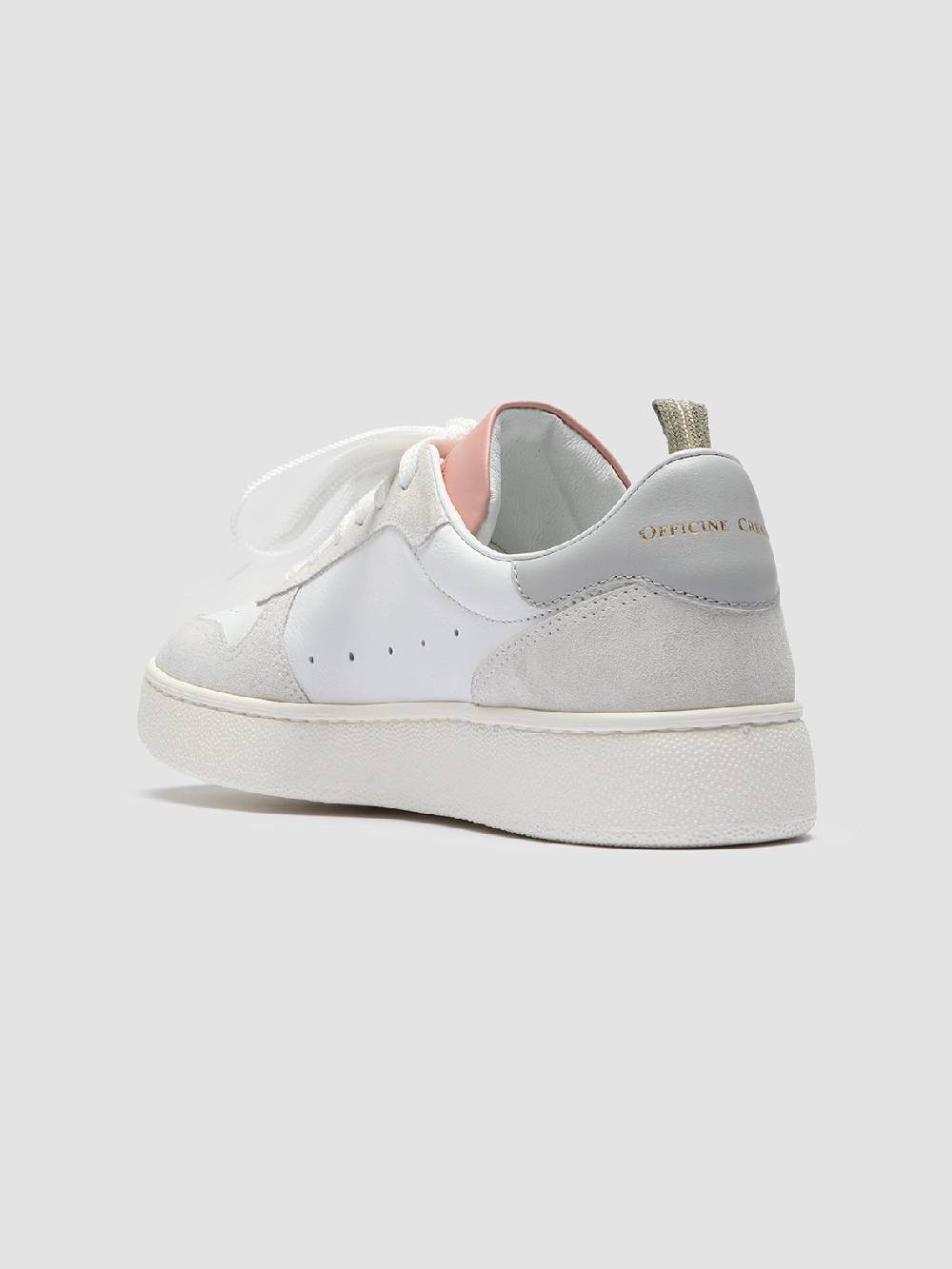 Officine Creative MOWER 110 Sneakers in Pelle Liscia e Scamosciata Bianca In Vendita