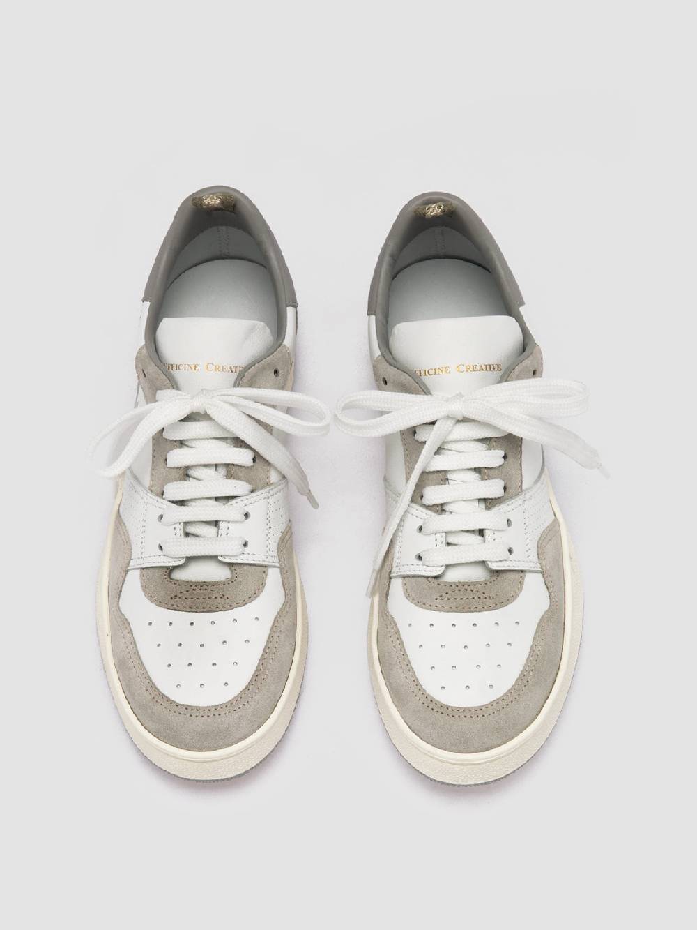 Officine Creative MOWER 120 Sneakers Basse in Pelle e Camoscio Bianca Hotsell