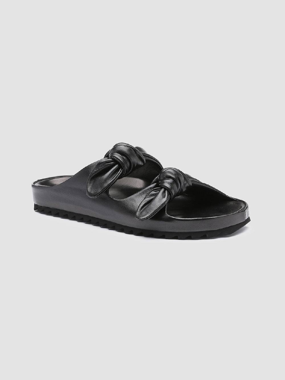 Officine Creative PELAGIE 010 Sandali in Pelle Intrecciata Nera Shopping Online