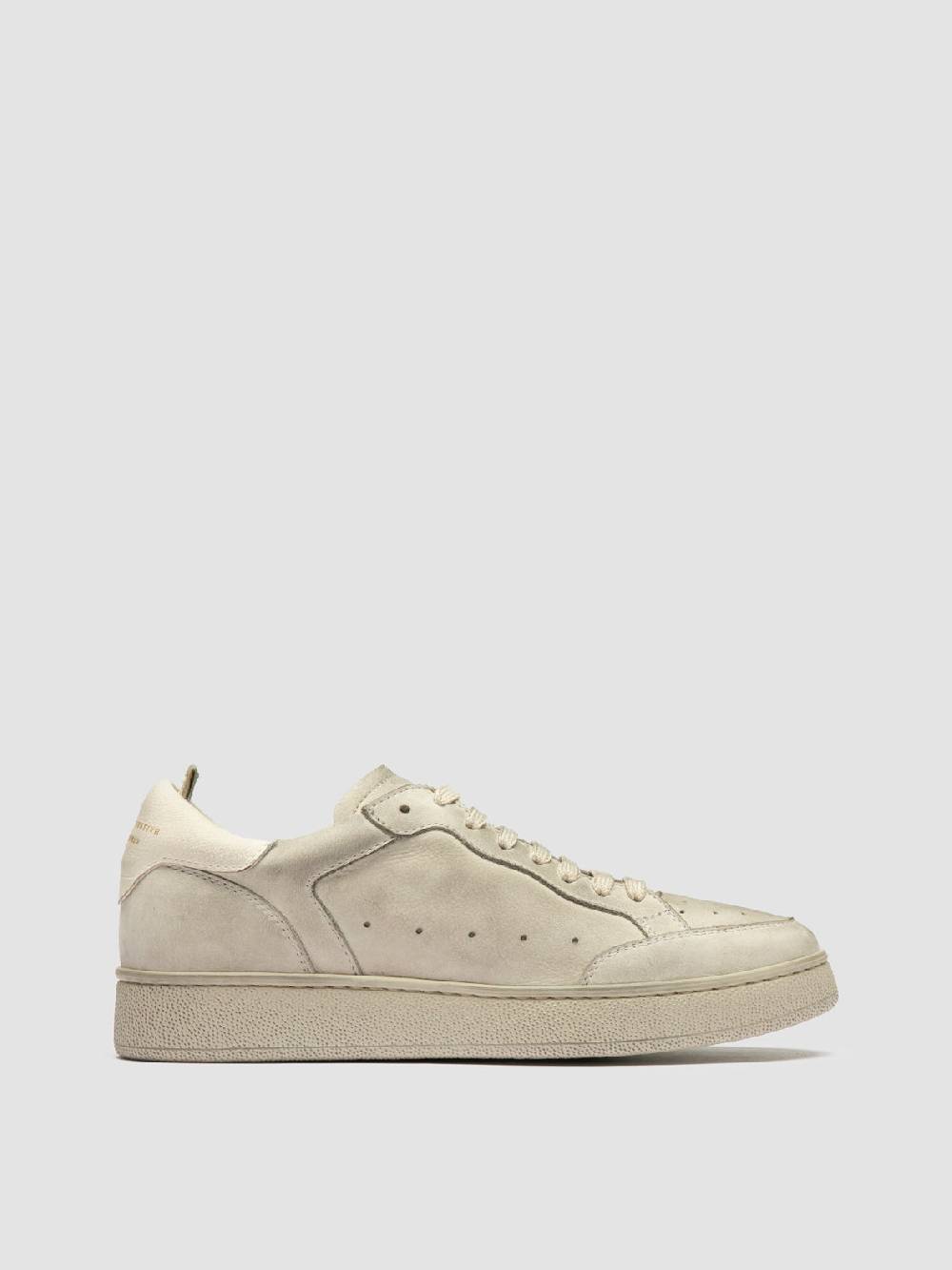 Officine Creative THE ANSWER 107 Sneaker Basse in Nabuk Bianco Sporco