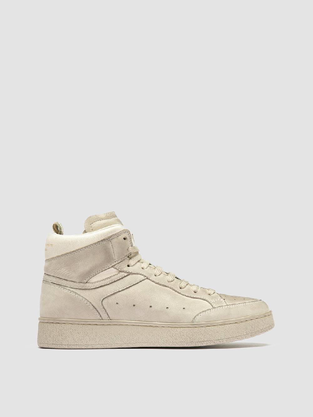 Officine Creative THE ANSWER 108 Sneaker Alte in Nabuk Bianco Sporco
