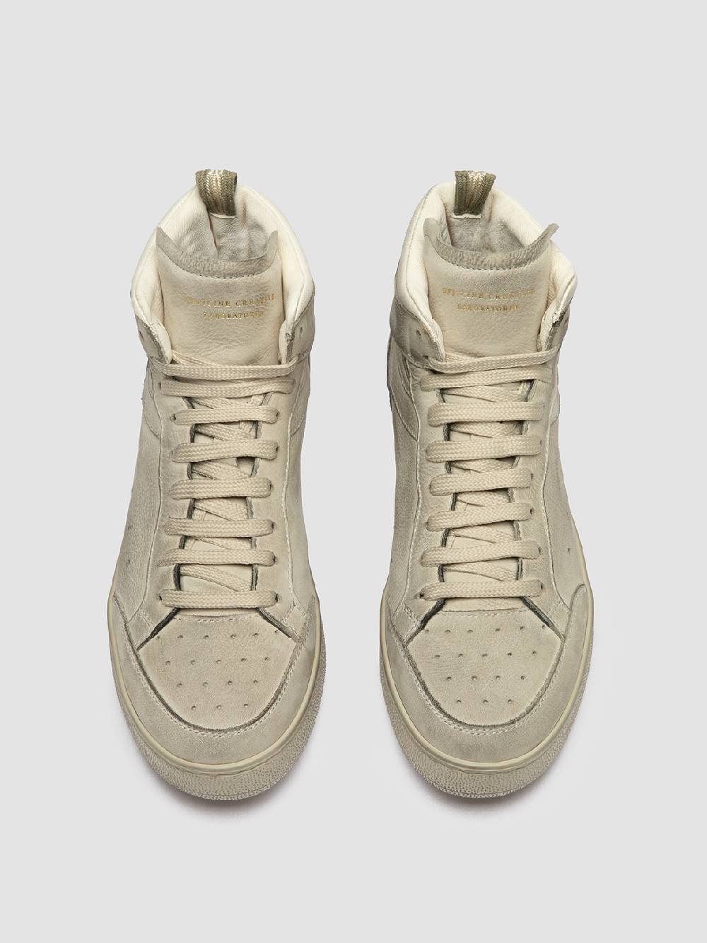 Officine Creative THE ANSWER 108 Sneaker Alte in Nabuk Bianco Sporco Fino Al -60%