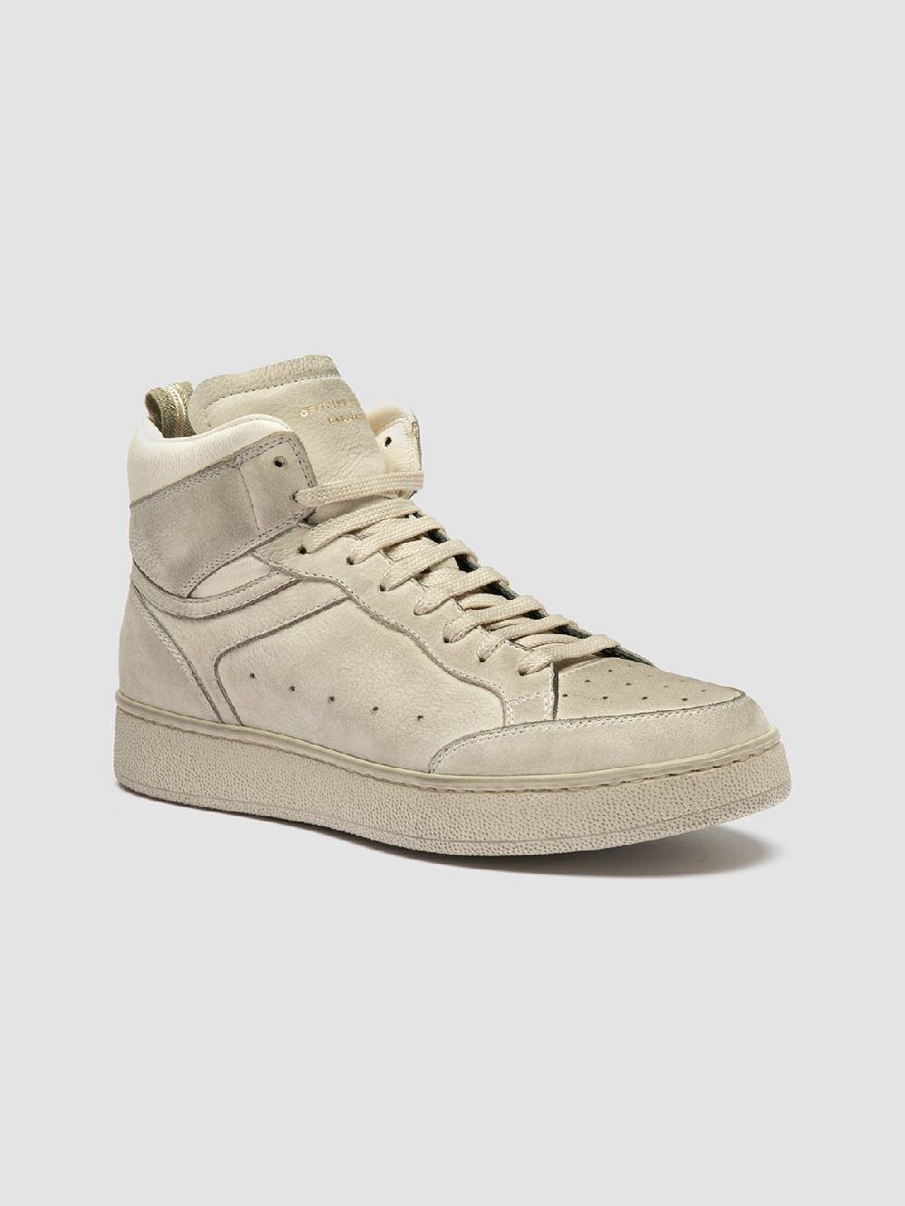 Officine Creative THE ANSWER 108 Sneaker Alte in Nabuk Bianco Sporco Fino Al -60%