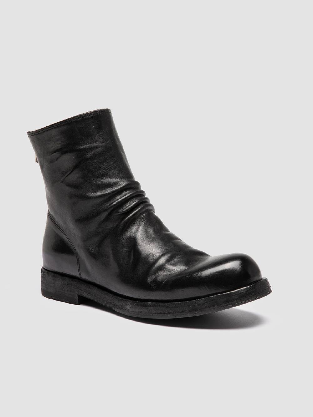 Officine Creative BULLA DD 303 Stivali con Zip in Pelle Nera Prezzo Ridotto