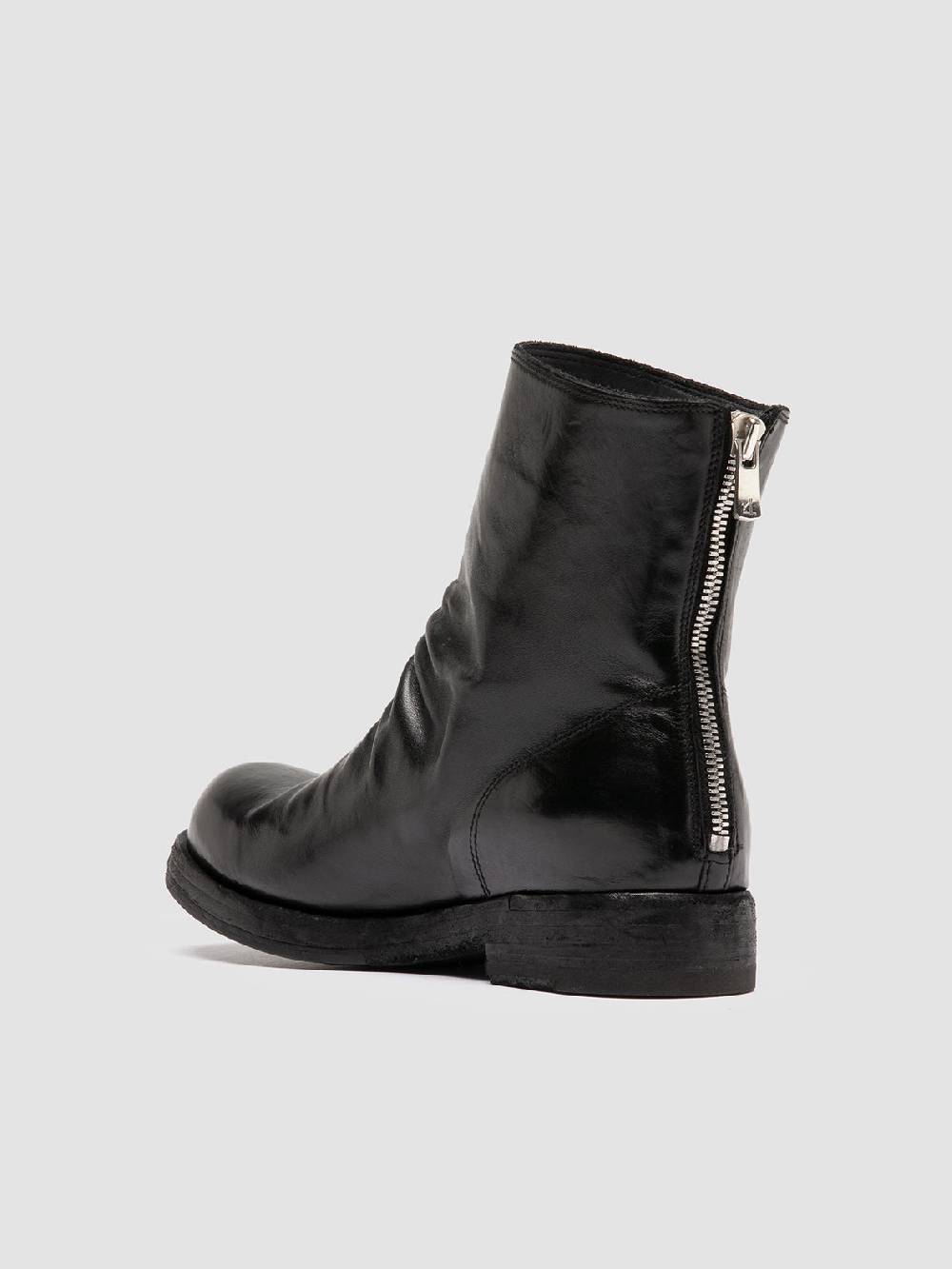Officine Creative BULLA DD 303 Stivali con Zip in Pelle Nera Prezzo Ridotto