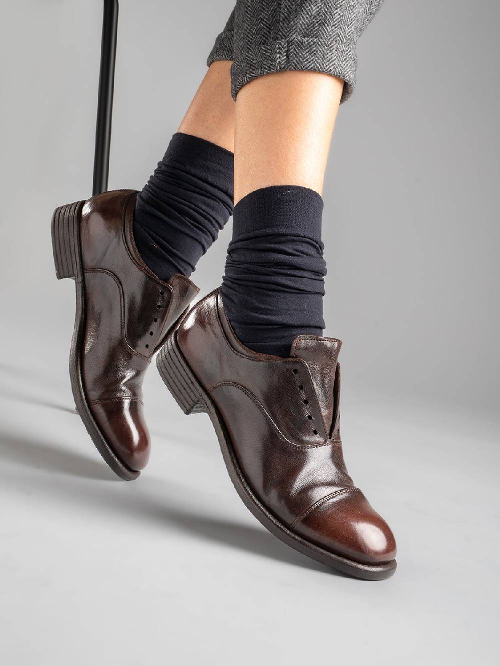 Officine Creative CALIXTE 003 Oxford in Pelle Marrone Presa