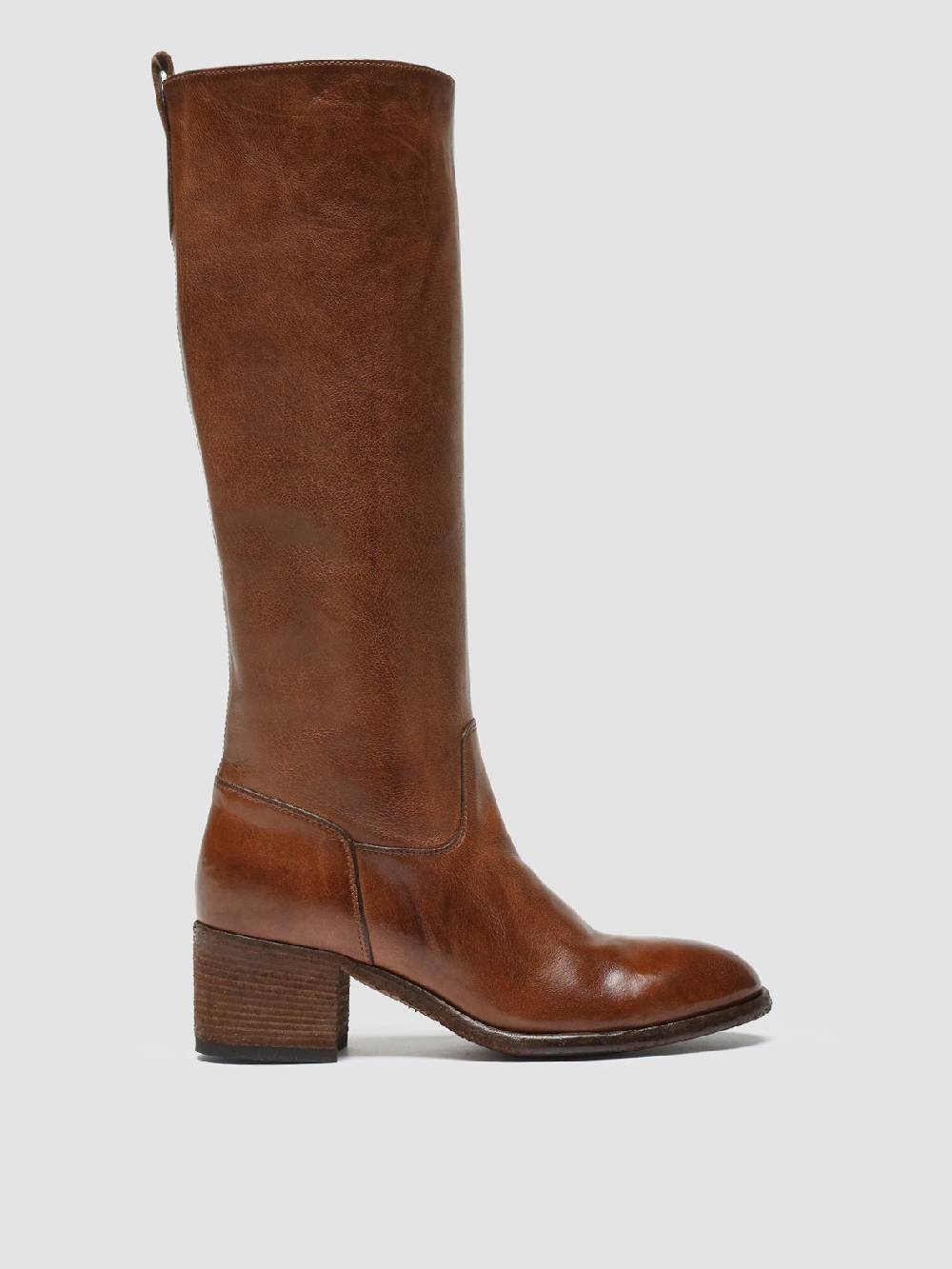 Officine Creative DENNER 116 Stivali Zip in Pelle Marrone