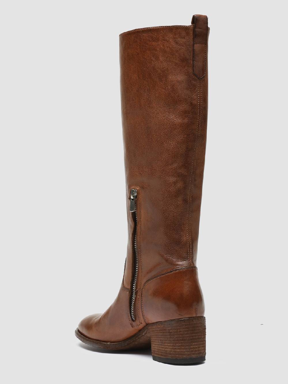 Officine Creative DENNER 116 Stivali Zip in Pelle Marrone Outlet