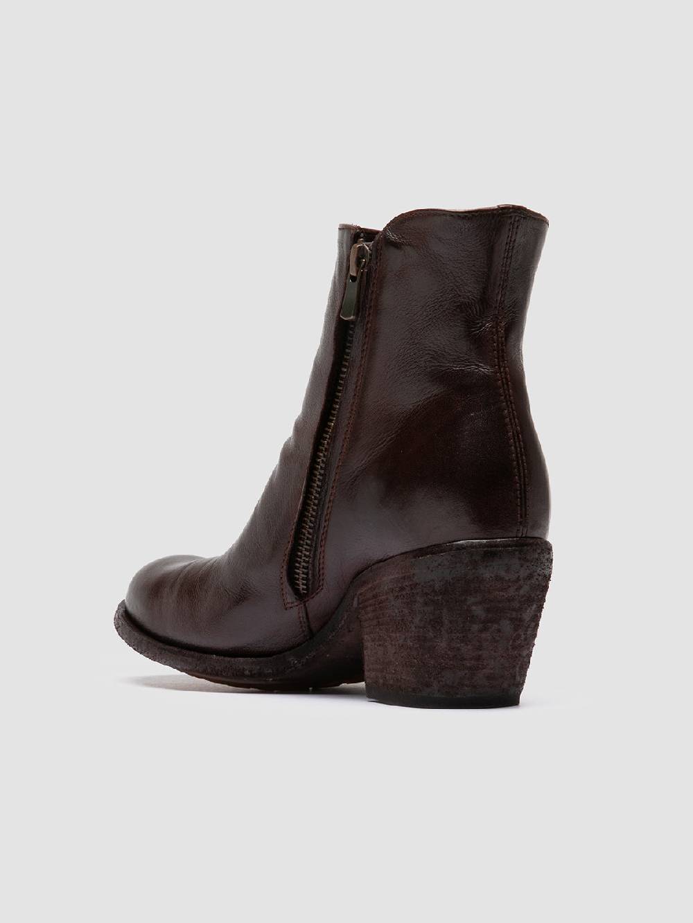 Officine Creative GODEAU 004 Stivali con Zip in Pelle Marrone Saldi Di Fabbrica