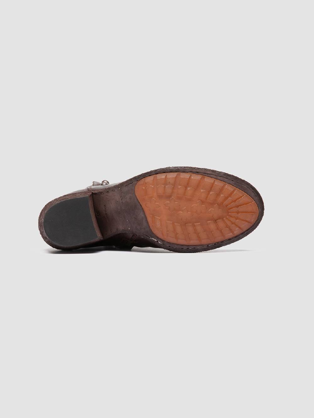 Officine Creative GODEAU 004 Stivali con Zip in Pelle Marrone Saldi Di Fabbrica