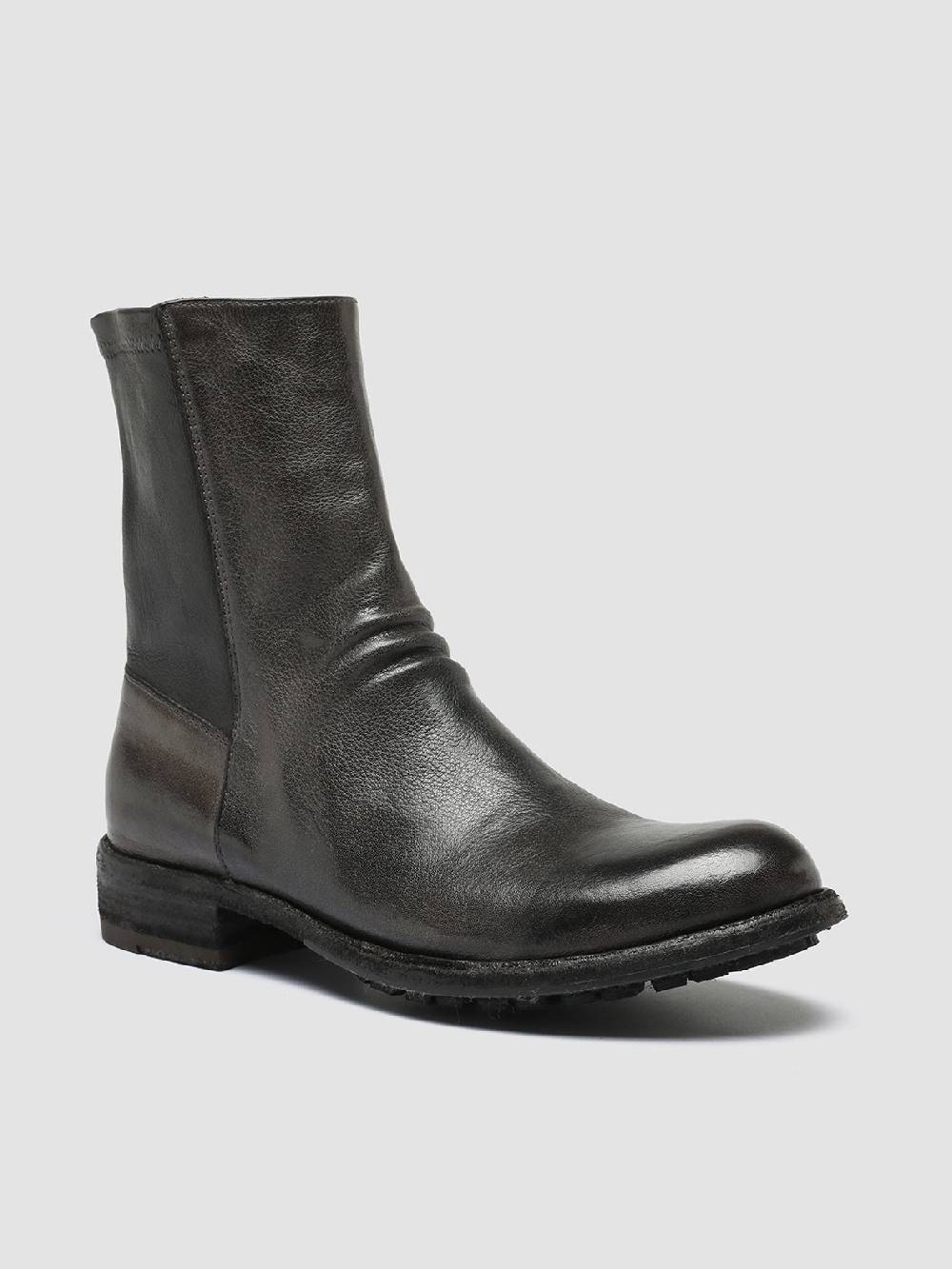 Officine Creative LEGRAND 203 Stivali Zip in Pelle Grigia In Saldo