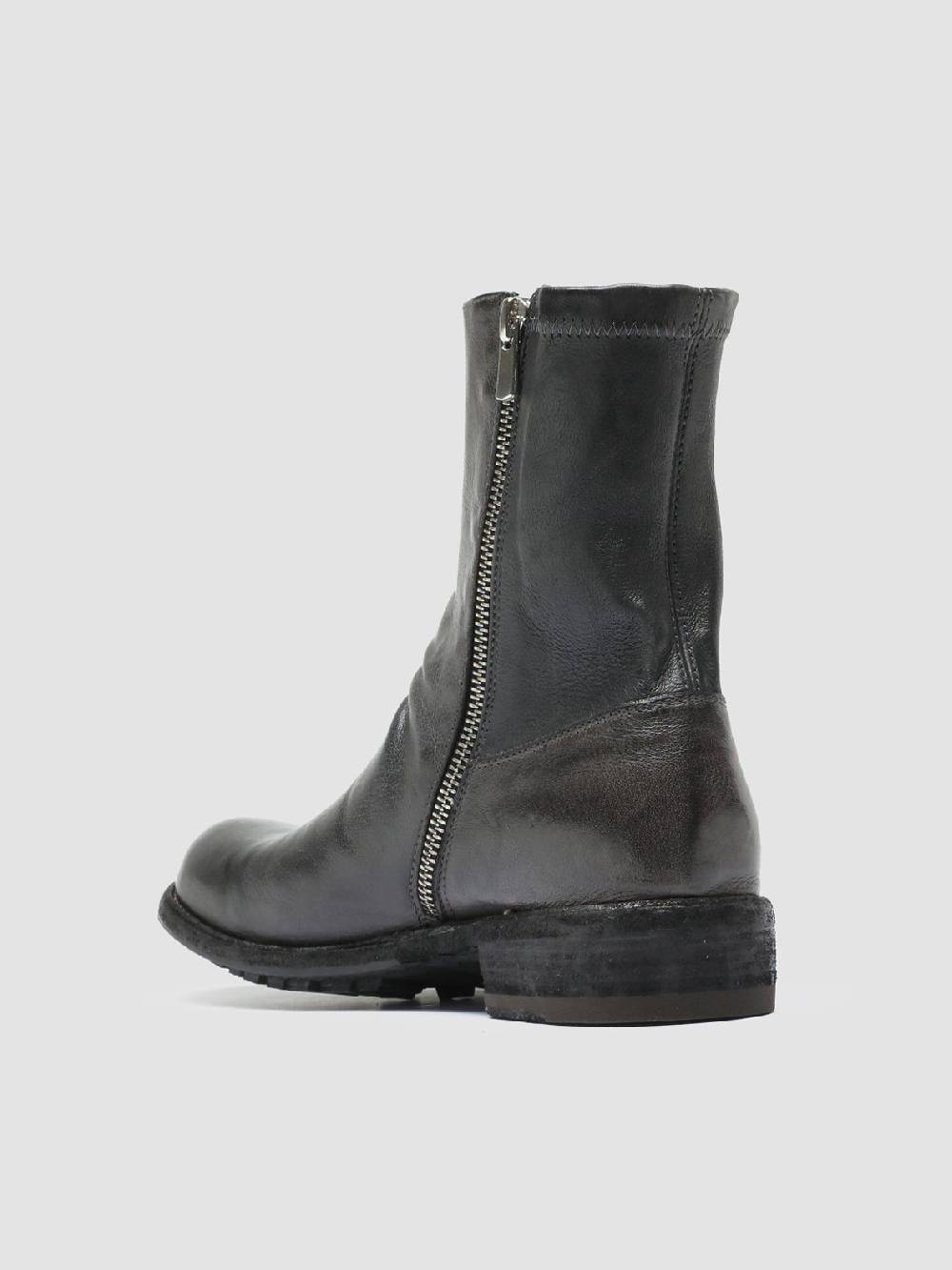 Officine Creative LEGRAND 203 Stivali Zip in Pelle Grigia In Saldo