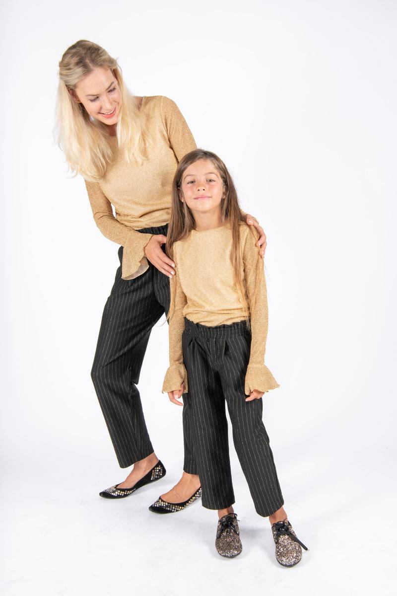 Olive E Miele MiniMe t-shirt Pam + pantalone Gertie gessato lurex Italia