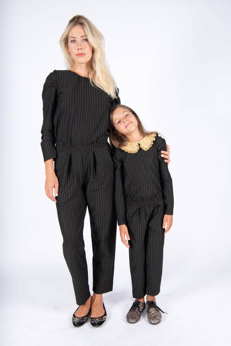 Olive E Miele MiniMe t-shirt Beth + pantalone Gertie gessato lurex In Linea
