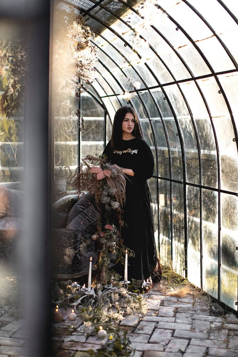 Olive E Miele T-SHIRT MERRY AND BRIGHT BLACK Affare Del Giorno