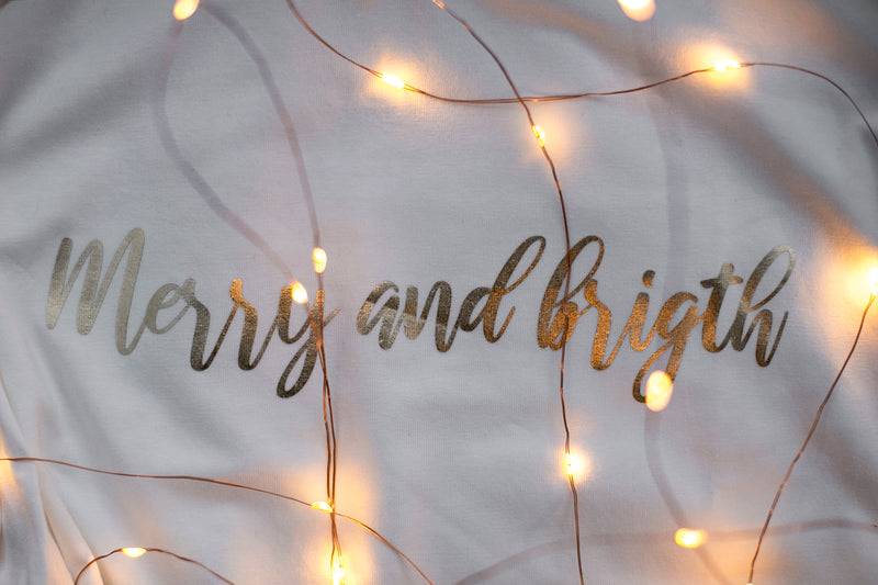 Olive E Miele T-SHIRT MERRY AND BRIGHT WHITE In Vendita