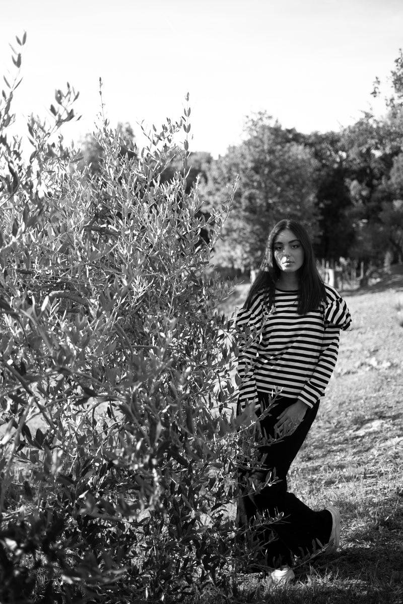 Olive E Miele T-SHIRT IDA RIGHE BIANCO-NERO Acquista Ora