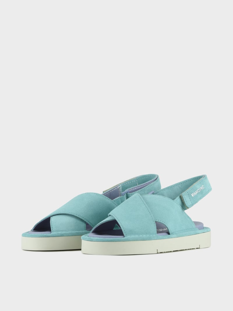 Panchic SANDALO INCROCIATO P67 DONNA IN SUEDE E MICROFIBRA ACQUAMARINA Fino Al -60%