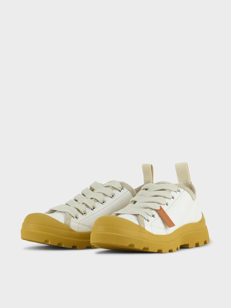 Panchic SCARPA ALLACCIATA P03 DONNA IN LINO E SUEDE BIANCO-GIALLO Presa