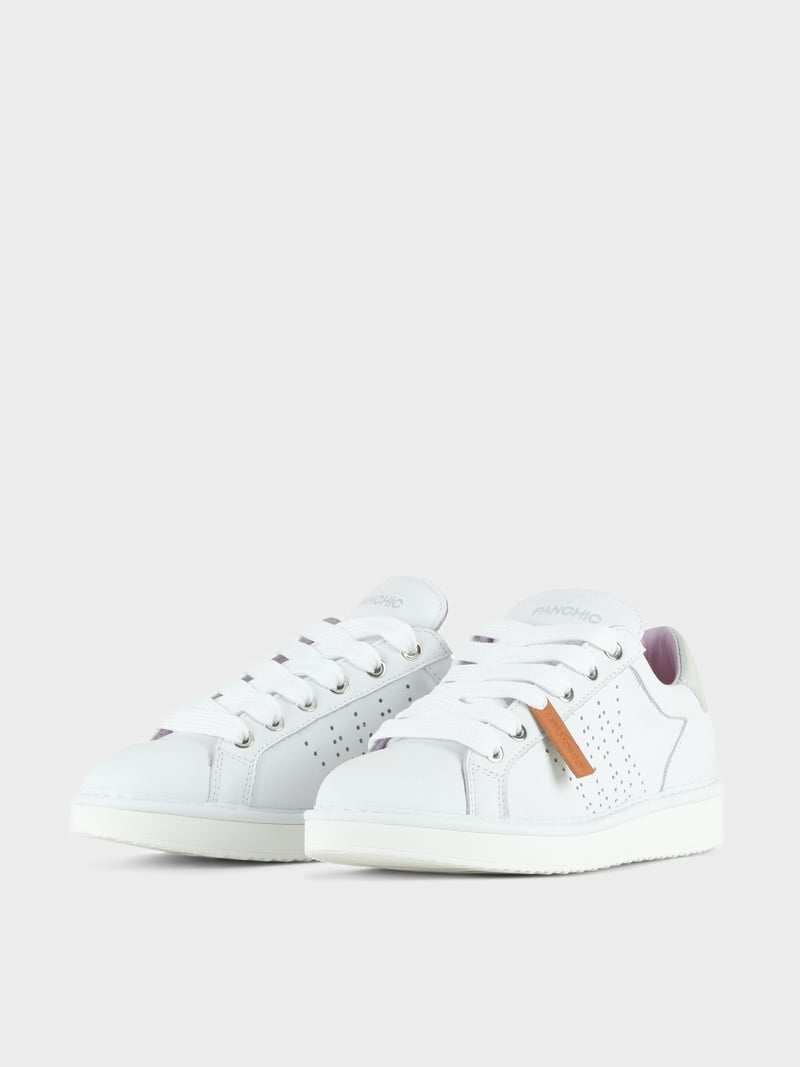 Panchic SCARPA ALLACCIATA P01 DONNA IN PELLE BIANCO-ARGENTO Negozio