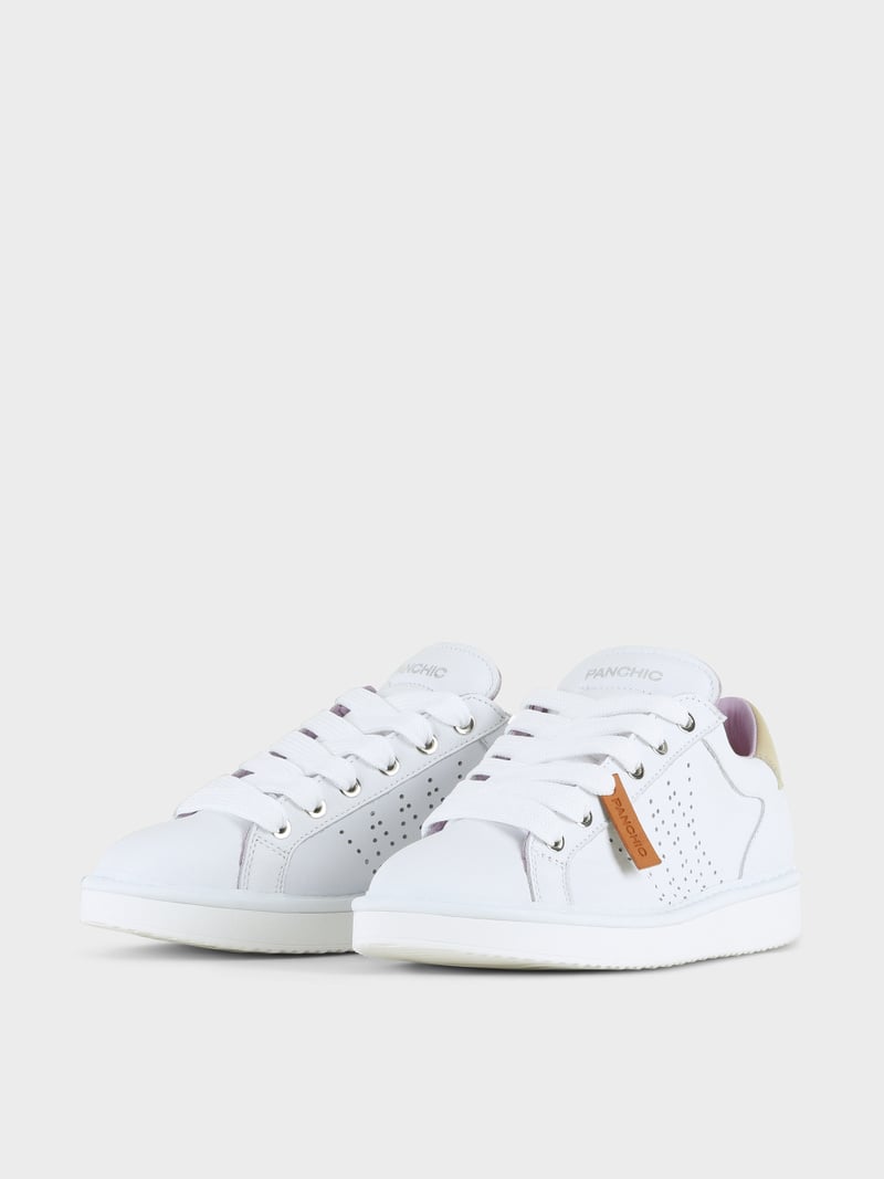 Panchic SCARPA ALLACCIATA P01 DONNA IN PELLE BIANCO-SABBIA 2025