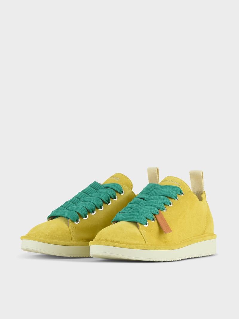Panchic SCARPA ALLACCIATA P01 DONNA IN SUEDE GIALLO-VERDE SMERALDO Qualità