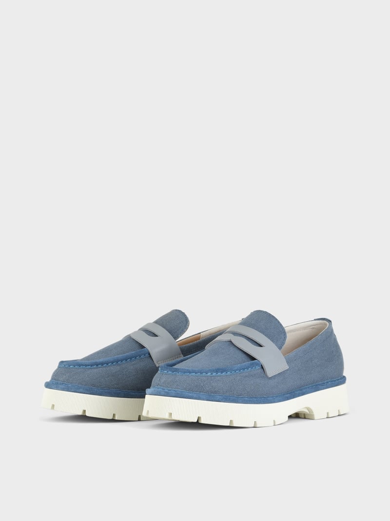 Panchic SLIP ON P99 UOMO IN LINO E SUEDE BLU DENIM Soddisfazione Garantita