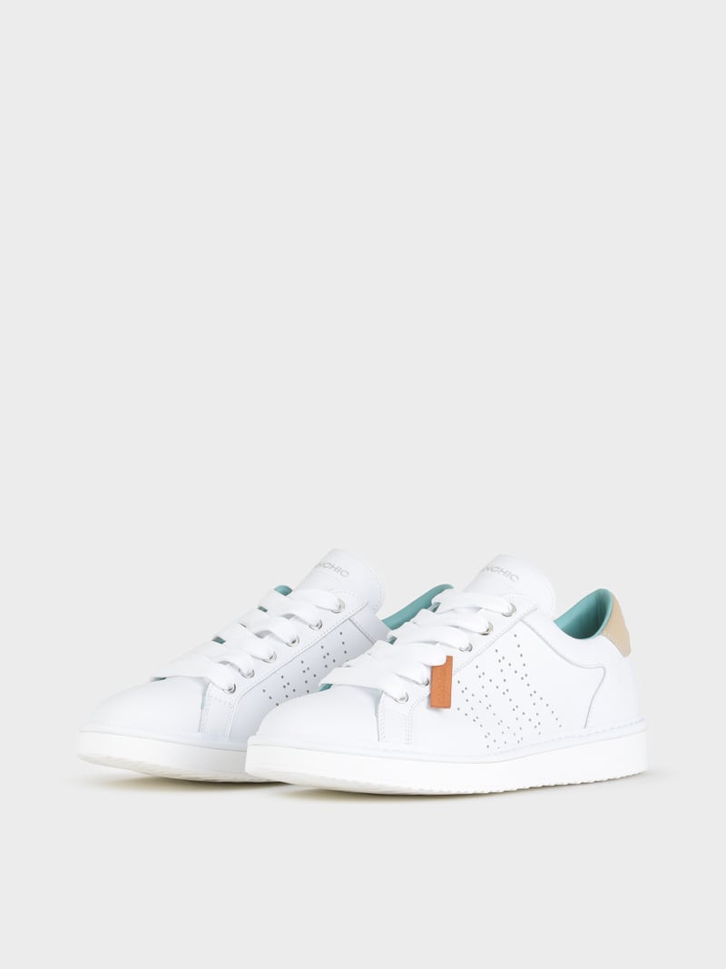 Panchic SCARPA ALLACCIATA P01 UOMO IN PELLE BIANCO-SABBIA Vendita Calda