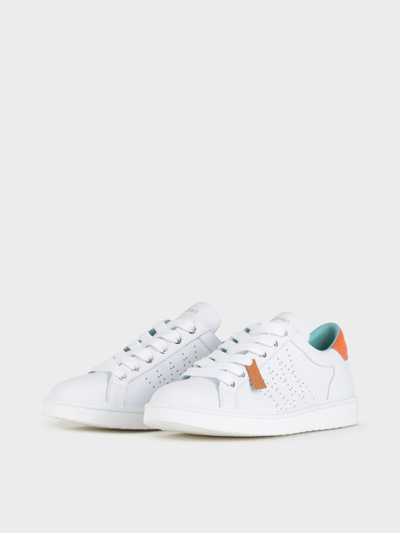 Panchic SCARPA ALLACCIATA P01 UOMO IN PELLE BIANCO-ARANCIO Vendita Economica