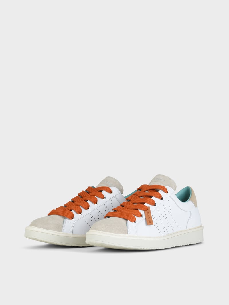 Panchic SCARPA ALLACCIATA P01 UOMO IN PELLE E SUEDE BIANCO-NEBBIA-ARANCIO BRUCIATO I Più Venduti