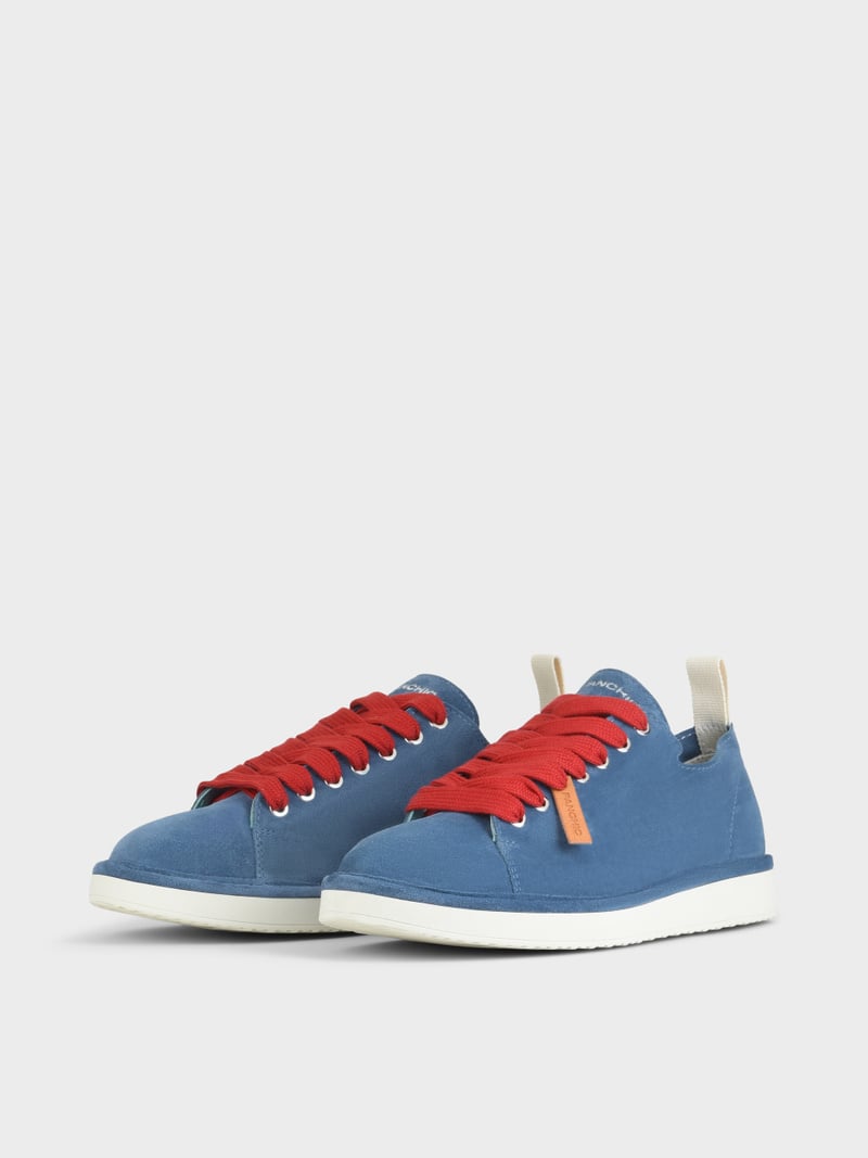 Panchic SCARPA ALLACCIATA P01 UOMO IN SUEDE BLUE-ROSSO Negozio