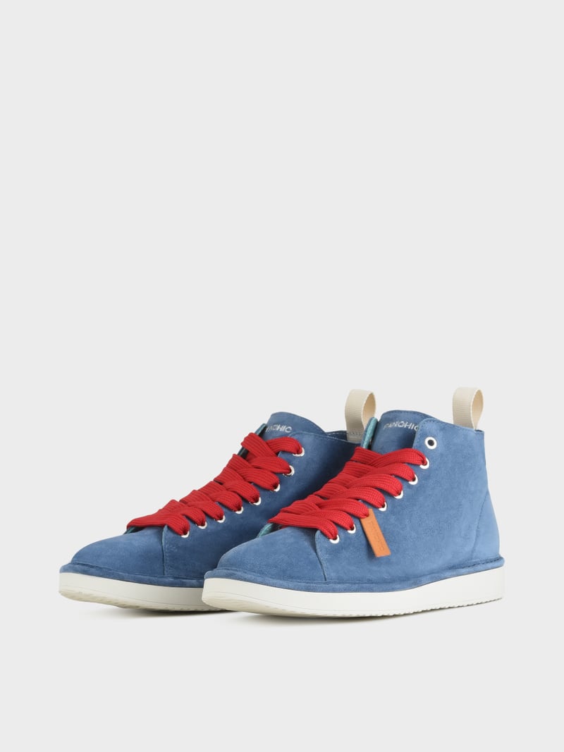 Panchic POLACCHINO P01 UOMO IN SUEDE BLUE-ROSSO In Saldo