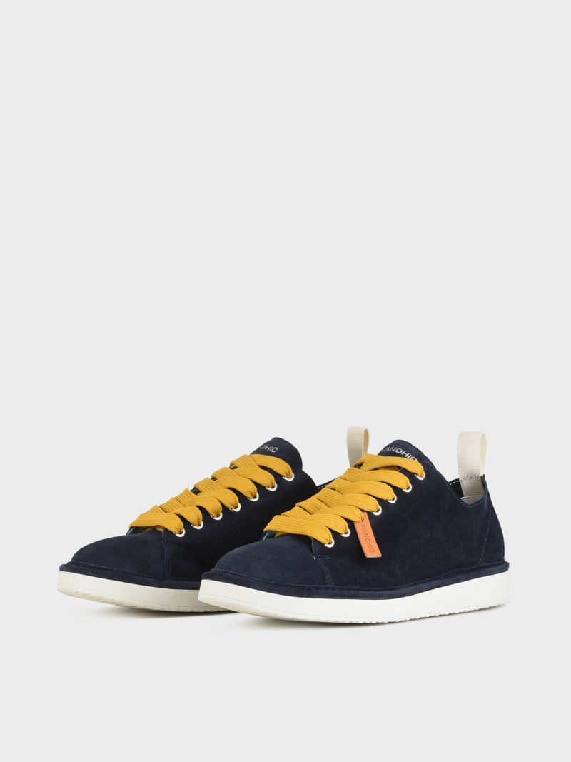 Panchic SCARPA ALLACCIATA P01 UOMO IN SUEDE NOTTE-GIALLO Moda