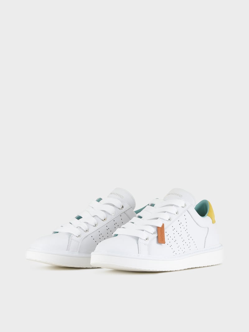 Panchic SCARPA ALLACCIATA P01 UOMO IN PELLE BIANCO-ZUCCA Italy