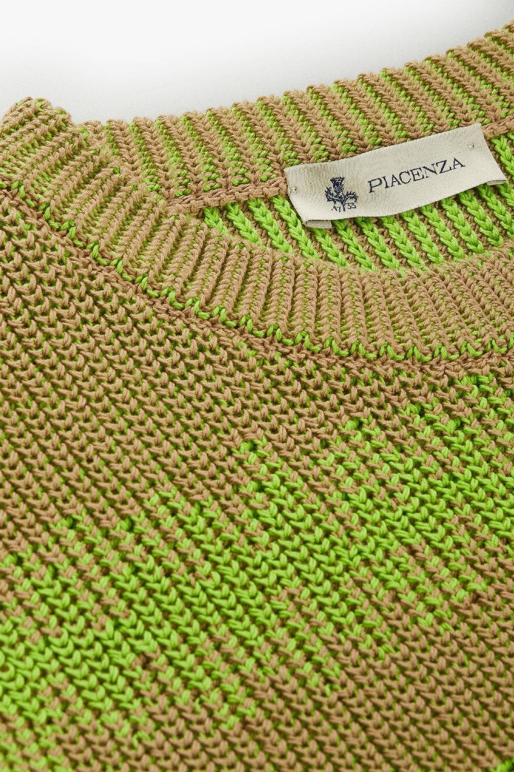 Piacenza 1733 Maglione ikat striped cob naturale e verde fluo Shopping Online