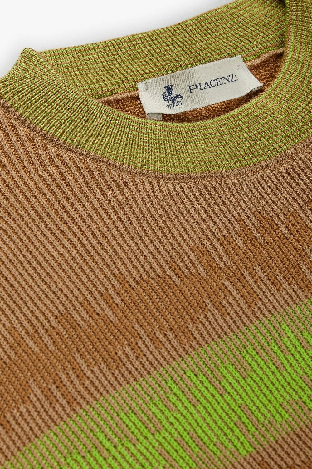 Piacenza 1733 Maglia maniche lughe ikat striped rib verde fluo e naturale Affare Del Giorno